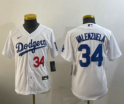 Youth Nike Los Angeles Dodgers #34 Fernando Valenzuela White Baseball Jersey