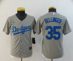 Youth Nike Los Angeles Dodgers #35 Cody Bellinger Grey Game Authentic Stitched MLB Jersey
