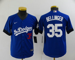 Youth Nike Los Angeles Dodgers #35 Cody Bellinger Blue 2021 City Numbers Game Authentic Stitched MLB Jersey