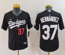 Youth Nike Los Angeles Dodgers #37 Enrique Hernandez Black 37 front MLB Jersey