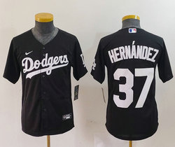 Youth Nike Los Angeles Dodgers #37 Enrique Hernandez Black MLB Jersey