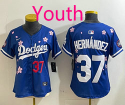 Youth Nike Los Angeles Dodgers #37 Enrique Hernandez Blue 2025 Tokyo Series Jersey
