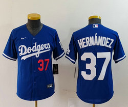 Youth Nike Los Angeles Dodgers #37 Enrique Hernandez Blue 37 front Game MLB Jersey