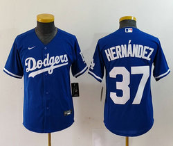 Youth Nike Los Angeles Dodgers #37 Enrique Hernandez Blue Game MLB Jersey