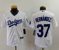 Youth Nike Los Angeles Dodgers #37 Enrique Hernandez White Game MLB Jersey