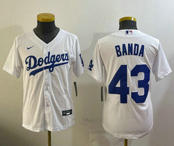Youth Nike Los Angeles Dodgers #43 Anthony banda White Authentic Stitched MLB Jersey