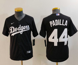 Youth Nike Los Angeles Dodgers #44 Vicente Padilla Black Authentic Stitched MLB Jersey