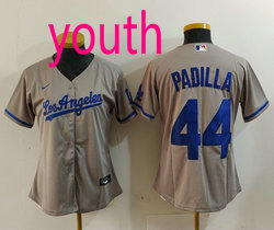Youth Nike Los Angeles Dodgers #44 Vicente Padilla Gray Angeles Authentic Stitched MLB Jersey
