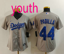Youth Nike Los Angeles Dodgers #44 Vicente Padilla Gray Authentic Stitched MLB Jersey