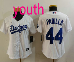 Youth Nike Los Angeles Dodgers #44 Vicente Padilla White Game Authentic Stitched MLB Jersey