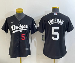 Youth Nike Los Angeles Dodgers #5 Freddie Freeman Black Authentic Stitched MLB Jersey
