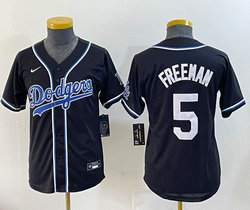 Youth Nike Los Angeles Dodgers #5 Freddie Freeman Black Stitched MLB jersey
