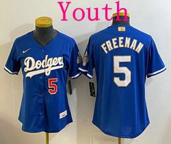 Youth Nike Los Angeles Dodgers #5 Freddie Freeman Blue 2026 Gold Stadium Baseball Jersey