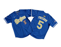 Youth Nike Los Angeles Dodgers #5 Freddie Freeman Blue Gold Name Champions Limited MLB Jersey