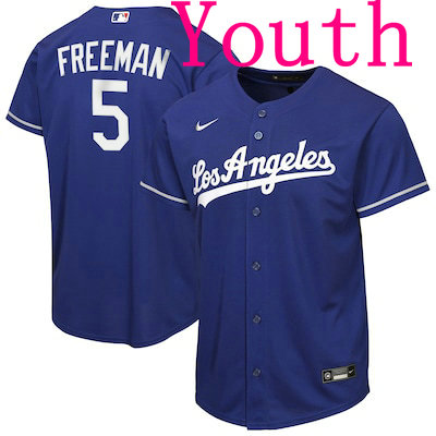Youth Nike Los Angeles Dodgers #5 Freddie Freeman Blue Los Angeles Front MLB Jersey