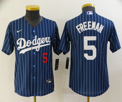Youth Nike Los Angeles Dodgers #5 Freddie Freeman Blue White stripe Authentic Stitched MLB jersey