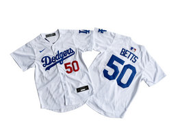 Youth Nike Los Angeles Dodgers #50 #50 Mookie Betts White Limited MLB Jersey