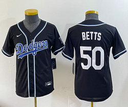 Youth Nike Los Angeles Dodgers #50 Mookie Betts Black Stitched MLB jersey