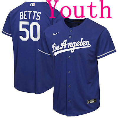 Youth Nike Los Angeles Dodgers #50 Mookie Betts Blue Los Angeles Front MLB Jersey