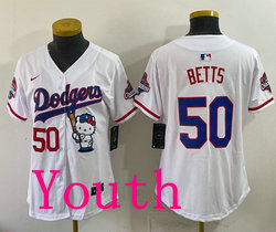 Youth Nike Los Angeles Dodgers #50 Mookie Betts White Hello Kitty Night Jersey