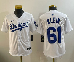 Youth Nike Los Angeles Dodgers #61 Will Klein White Blue MLB Jersey