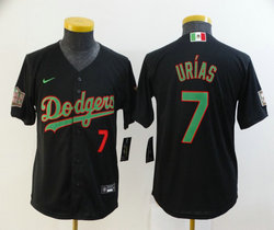 Youth Nike Los Angeles Dodgers #7 Julio Urias Black Mexico Green Nnumber champion Authentic Stitched MLB Jersey
