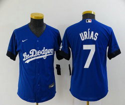 Youth Nike Los Angeles Dodgers #7 Julio Urias Blue 2021 City Game Authentic Stitched MLB Jersey