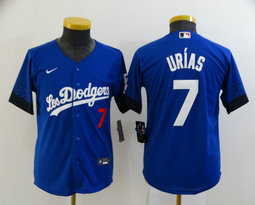 Youth Nike Los Angeles Dodgers #7 Julio Urias City Blue Numbers in front Authentic Stitched MLB Jersey