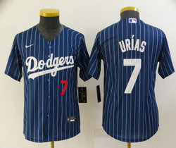 Youth Nike Los Angeles Dodgers #7 Julio Urias Blue White stripe Authentic Stitched MLB jersey