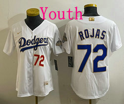 Youth Nike Los Angeles Dodgers #72 Miguel Rojas White 2026 Gold Stadium Baseball Jersey