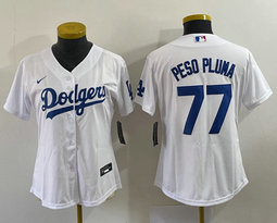 Youth Nike Los Angeles Dodgers #77 Peso Pluma White Authentic Stitched MLB Jersey