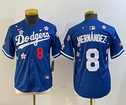 Youth Nike Los Angeles Dodgers #8 Enrique Hernández Blue 2025 Tokyo Series Jersey