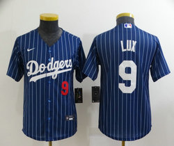 Youth Nike Los Angeles Dodgers #9 Gavin Lux Blue White stripe Authentic Stitched MLB jersey