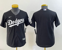 Youth Nike Los Angeles Dodgers Blank Black White Number in front MLB jersey
