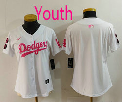 Youth Nike Los Angeles Dodgers Blank White Pink Joint Authentic Stitched MLB Jersey