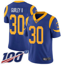 Youth Nike Los Angeles Rams #30 Todd Gurley II With NFL 100th Season Patch Royal Blue Vapor Untouchable Authentic Stitched NFL Jersey