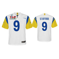 Youth Nike Los Angeles Rams #9 Matthew Stafford White 2022 Super Bowl LVI Patch Vapor Untouchable Authentic Stitched NFL Jerseys