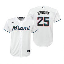 Youth Nike Miami Marlins #25 Lewis Brinson White Game Authentic Stitched MLB Jersey