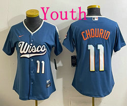 Youth Nike Milwaukee Brewers #11 Jackson Chourio Mineral Blue 2026 City Stadium Jersey