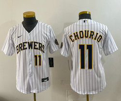 Youth Nike Milwaukee Brewers #11 Jackson Chourio White Baseball Jersey