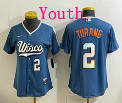Youth Nike Milwaukee Brewers #2 Brice Turang Mineral Blue 2026 City Stadium Jersey