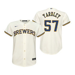 Youth Nike Milwaukee Brewers #57 Eric Yardley Cream Game Authentic Stitched MLB Jersey