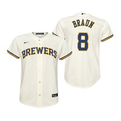 Youth Nike Milwaukee Brewers #8 Ryan Braun Cream Game Authentic Stitched MLB Jersey