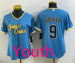 Youth Nike Milwaukee Brewers #9 Bob Uecker Blue Jersey