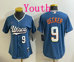 Youth Nike Milwaukee Brewers #9 Bob Uecker Mineral Blue 2026 City Stadium Jersey