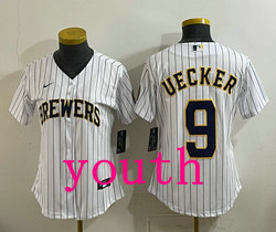 Youth Nike Milwaukee Brewers #9 Bob Uecker White Baseball Jersey