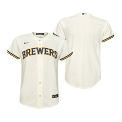 Youth Nike Milwaukee Brewers Blank Cream Game Authentic Stitched MLB Jersey