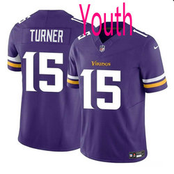 Youth Nike Minnesota Vikings #15 Dallas Turner Purple 2024 Draft F.U.S.E Football Jersey