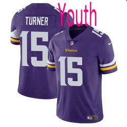 Youth Nike Minnesota Vikings #15 Dallas Turner Purple 2024 Draft Vapor Untouchable Stitched Football Jersey