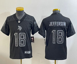 Youth Nike Minnesota Vikings #18 Justin Jefferson Black Reflective NFL Jersey